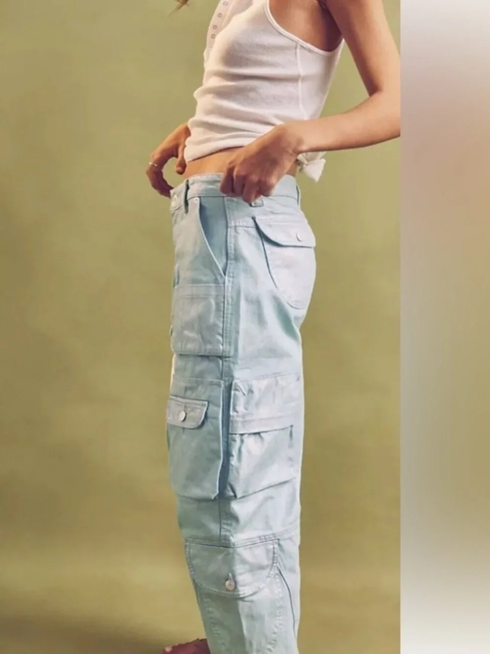 Free People Lap Of Luxury Barrel Cargo Jeans 26 parachute baggy slouchymetallic